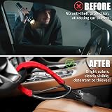 Tevlaphee Upgraded Steering Wheel Lock with Seat Belt Lock Red 3 Keys view 3