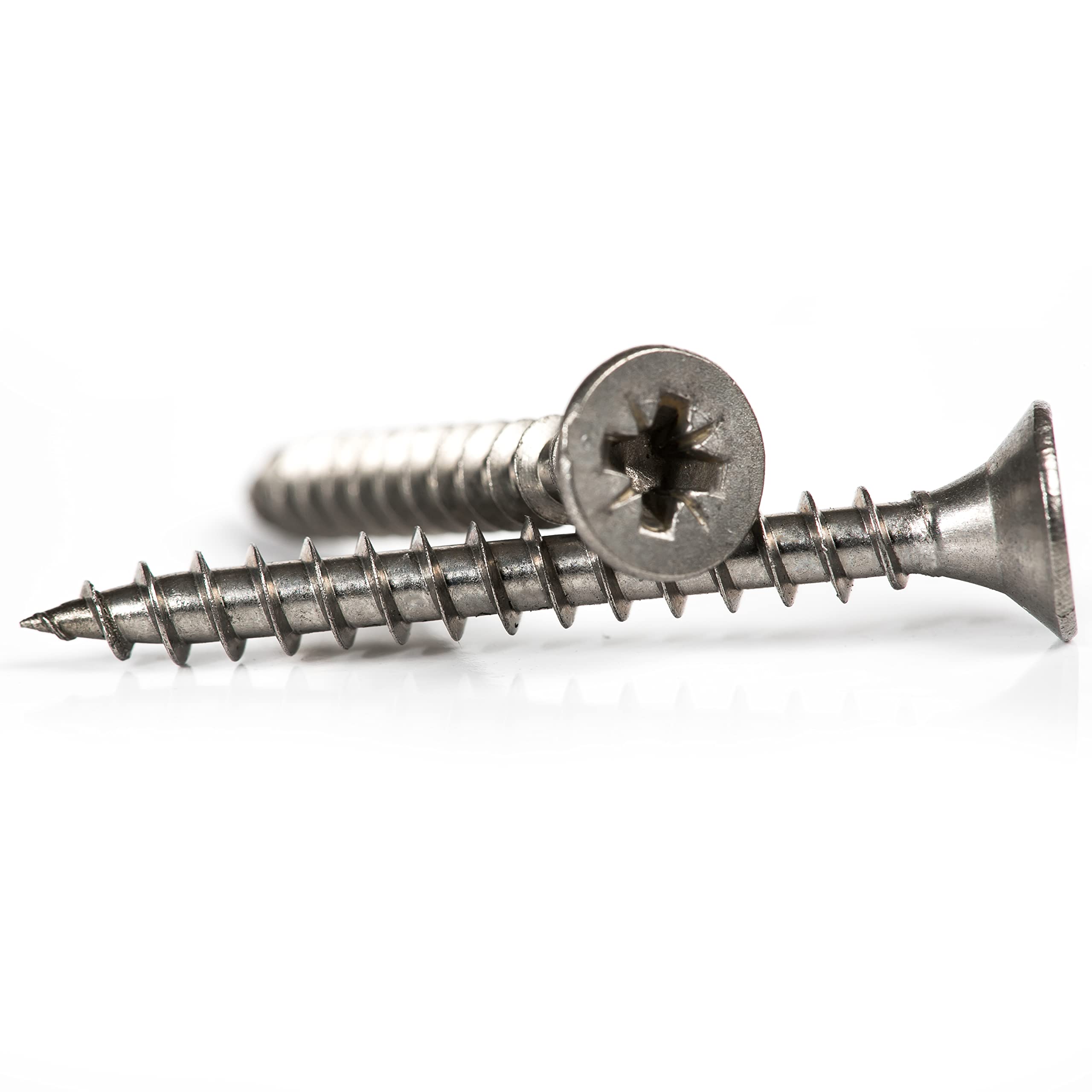 4mm x 60mm General Purpose A2 Stainless Steel Countersunk Wood Screws Pozi Drive Chipboard Screws 500 pcs B09B