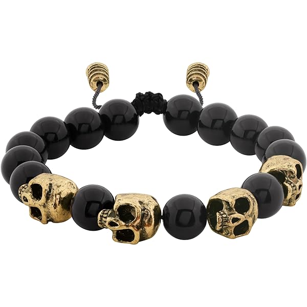 Amazon.com: Spyglass Designs Men's Skull Bracelet Bone Carved