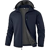 Pudolla Men's Softshell Jacket Fleece Lined Water Resistant Hooded Winter Coats for Men Outdoor Work Hiking with Pockets