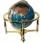 Unique Art Since 1996 21" Turquoise Gemstone Globe with 4-Leg Gold Stand