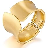 Statement Golden Matte Bracelet for women Minimalist Chunky Brushed Bangle Bracelet Vintage Thick Wide Cuff bracelet Gold Plated Open Cuff Geometric Bracelet