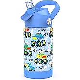 Ntswasd Monster Truck Boys Insulated Water Bottle with Straw,12 oz Kids Cups with Stainless Steel Leak Proof for School Daycare