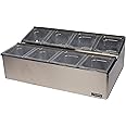 San Jamar Ez-Chill Food Prep Center Self-Service with Hinged Lid for Bars, Restaurants, And Kitchens, Stainless Steel, Eight 1/6 Size Pans, Silver