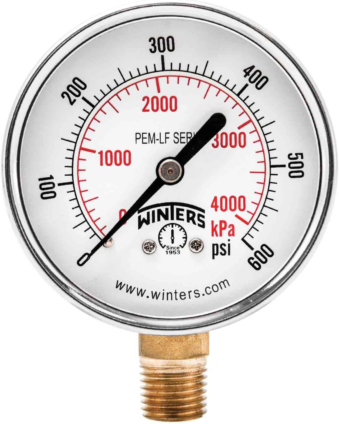 Winters PEM218LF PEM-LF SERIES (LEAD-FREE) 2.5" 0/600 PSI/KPA 1/4" NPT LM