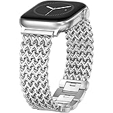 WINGLE for Apple Watch Band Women 38mm 40mm 41mm 42mm 44mm 45mm 46mm 49mm Series 11 10 9 8 7 6 5 4 3 2 1 SE 3/2/1, Dressy Band Stainless Steel Chain Strap Designer Link Bracelet for iWatch Ultra