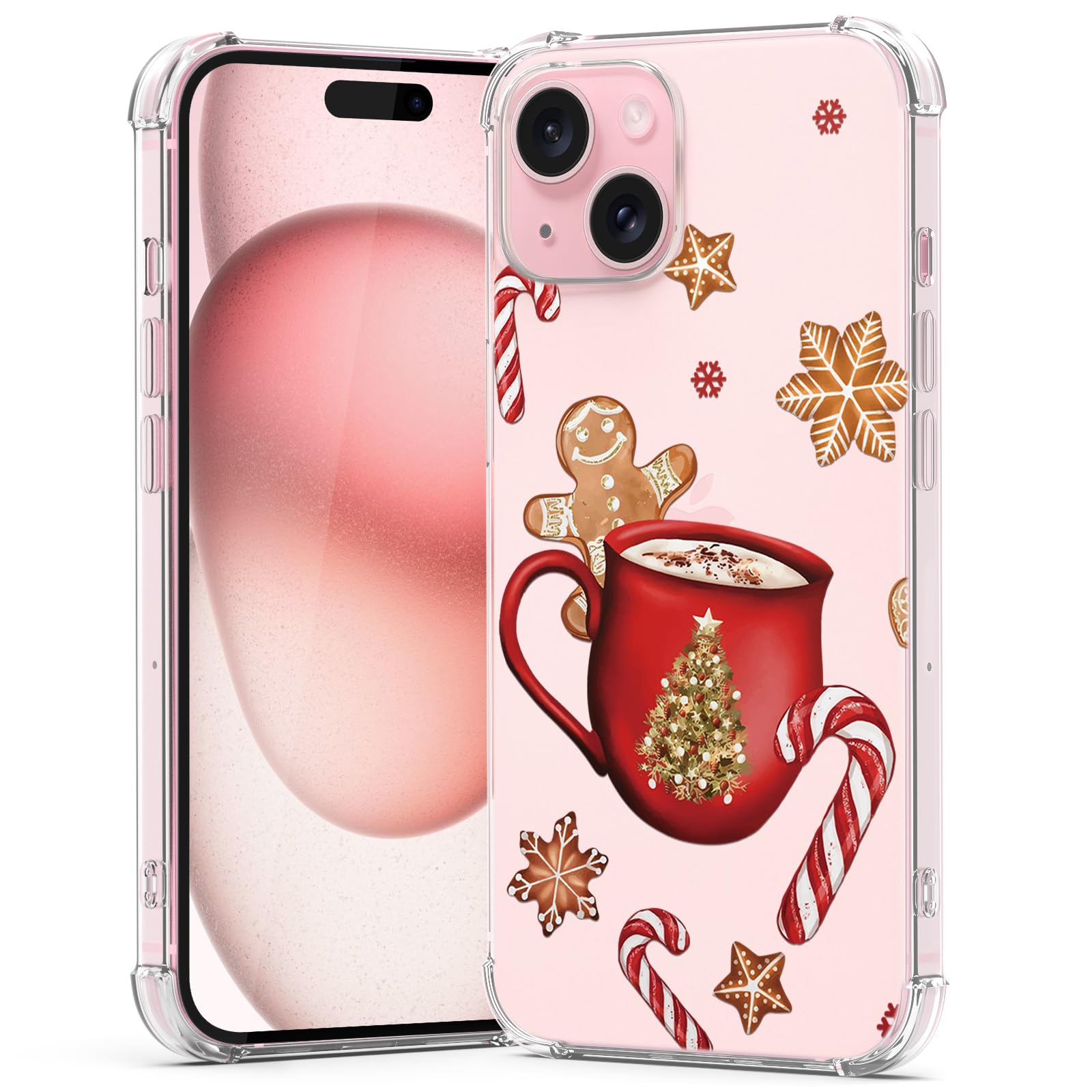 BEIMEITU Clear Christmas Case for iPhone 15 Plus,Cute Cup Pattern Case Cover Soft Thin Protective Slim Bumper Cover Boys Girls Phone Case for iPhone 15 Plus-Christmas Cup