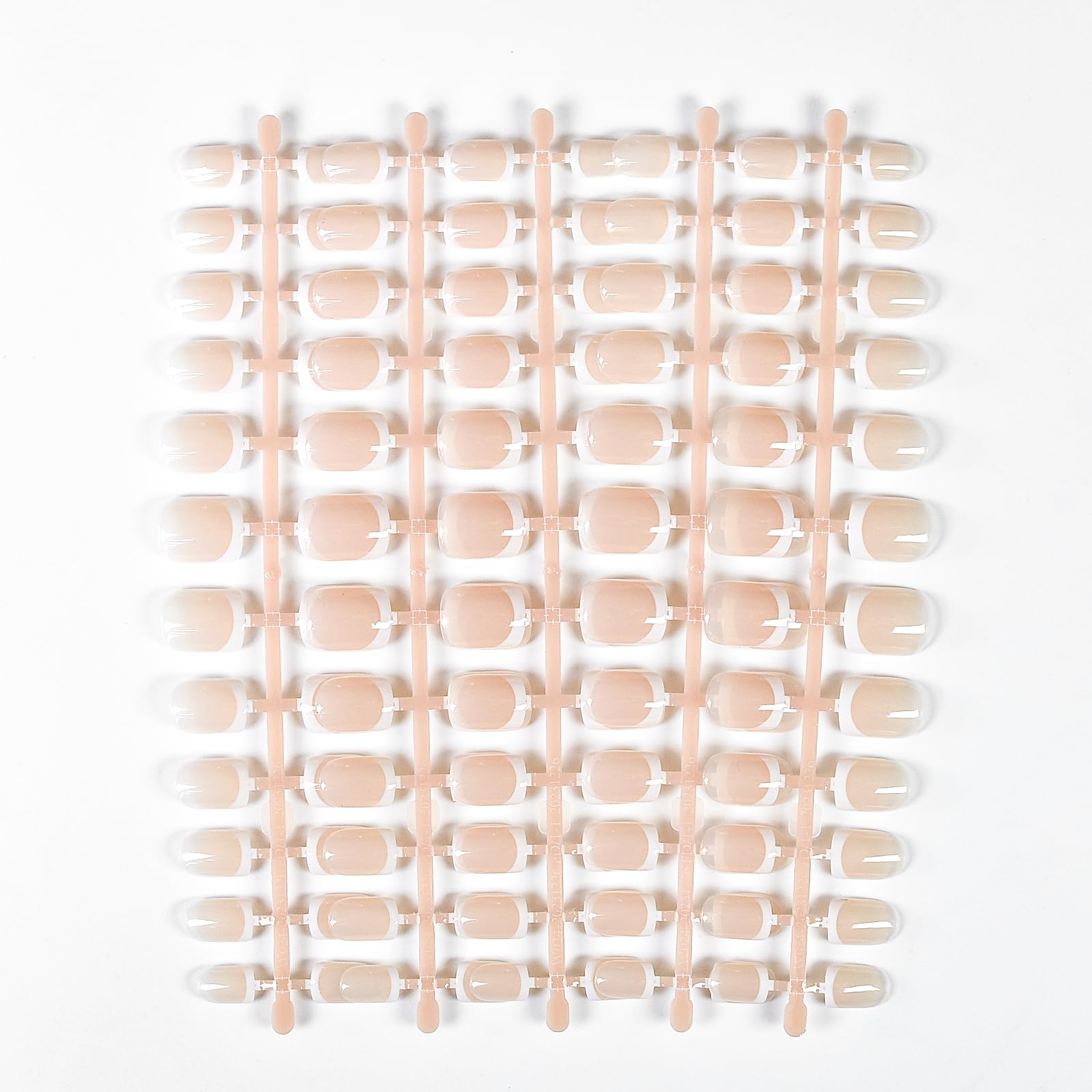 120Pcs White French Tip Press-on Short Square Round Fake Nails - Full Cover Glossy Nude False Acrylic Glue-on With 5 Sheets Adhesive Tabs for Kid Women Girls Finger Design - Image 3