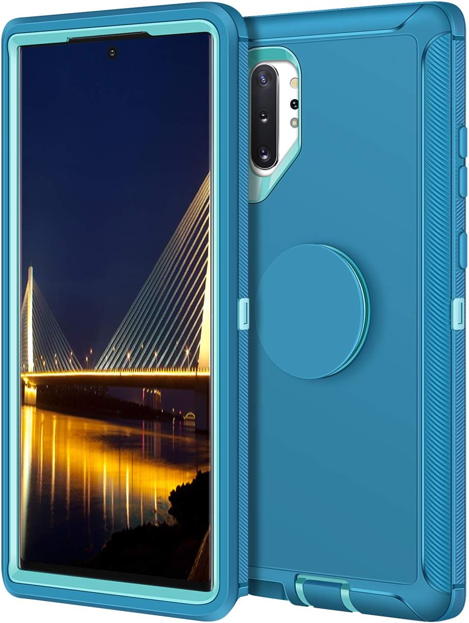 Aemotoy for Galaxy Note 10+ Plus 5G Case Hybrid Protective Heavy Duty Hard Shell with Kickstand Holder Full Body Shockproof Cover Case for Samsung Galaxy Note 10+, Teal Green