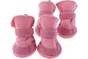 GABEFISH Small Dog Winter Booties, Cold Weahter Dog Shoes for Small Dogs, Boots for Cats, Yorkie, Chihuahua Cozy Boots Pink Size 2