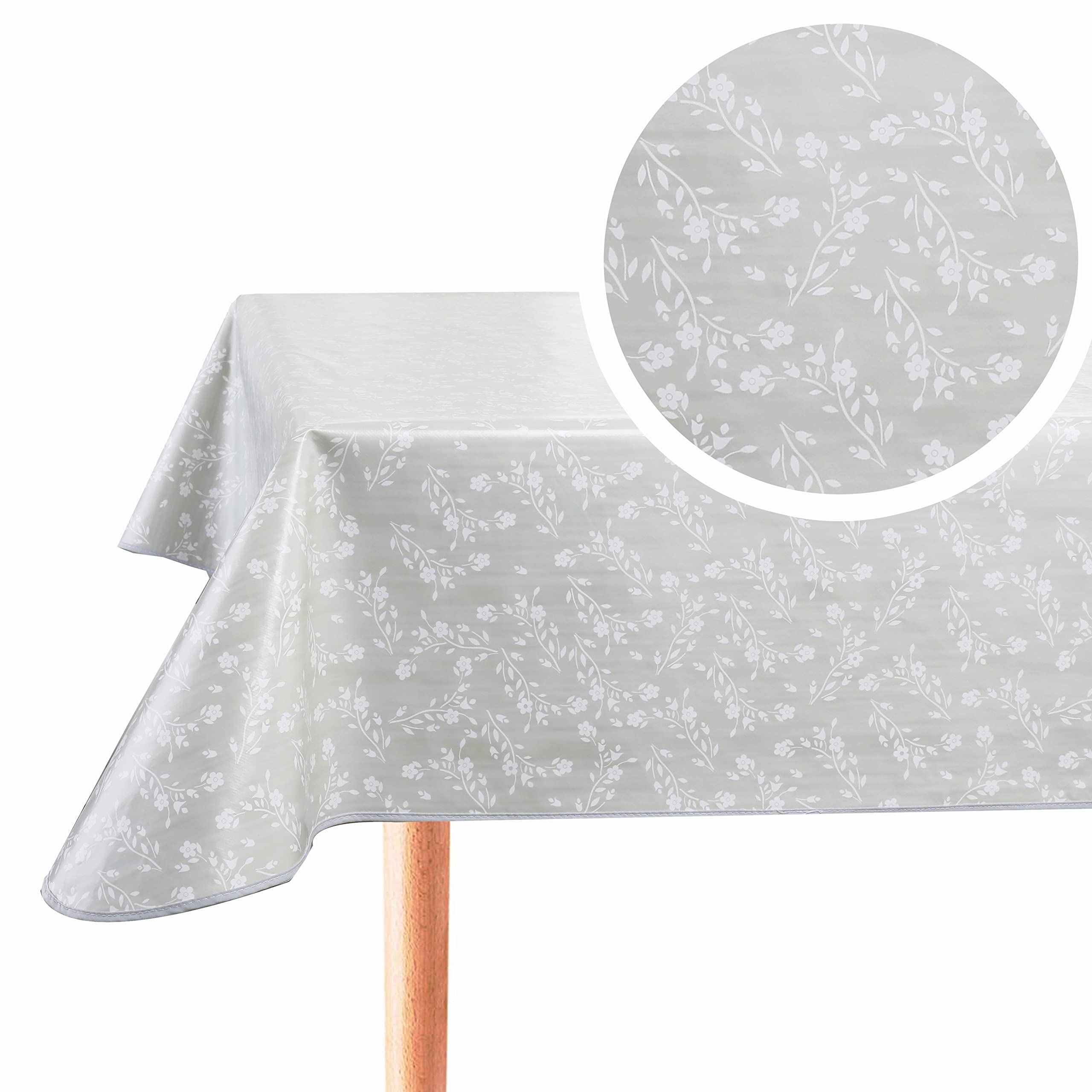 Home Direct Rectangular Oilcloth PVC Wipe Clean Tablecloth Table Cover 140cm x 180cm 55x70 Light Grey