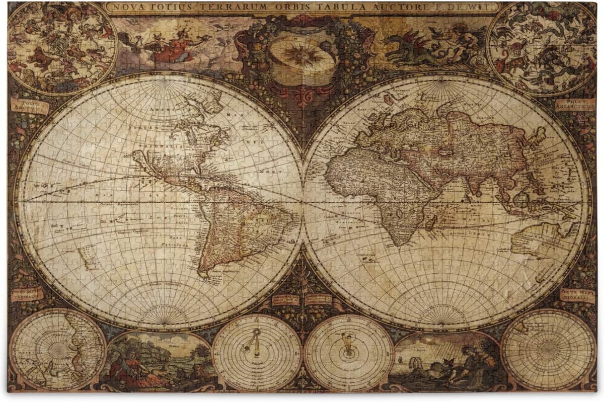 amazoncom oarencol vintage old world map print jigsaw puzzle 500