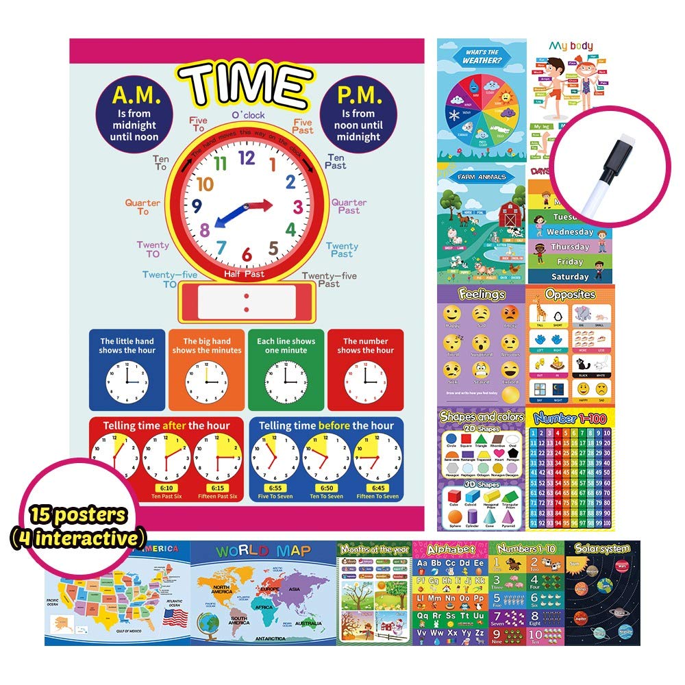 Buy 15 Large Laminated Educational s for Kindergarten Preschool
