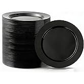 Bestluck 100PCS Black Plastic Dinner Plates 10inch, Premium Hard Disposable Plates for Party, Wedding