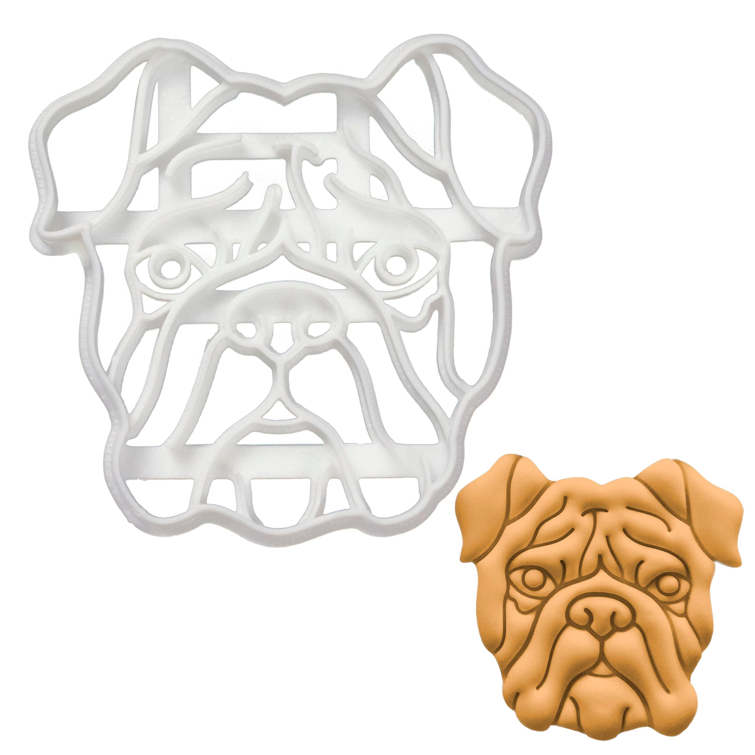 BAKERLOGY English Bulldog Face Cookie Cutter - Detailed Biscuit Cutter Design for Baking and Crafts, Ideal on Fondant, Dough, Clay