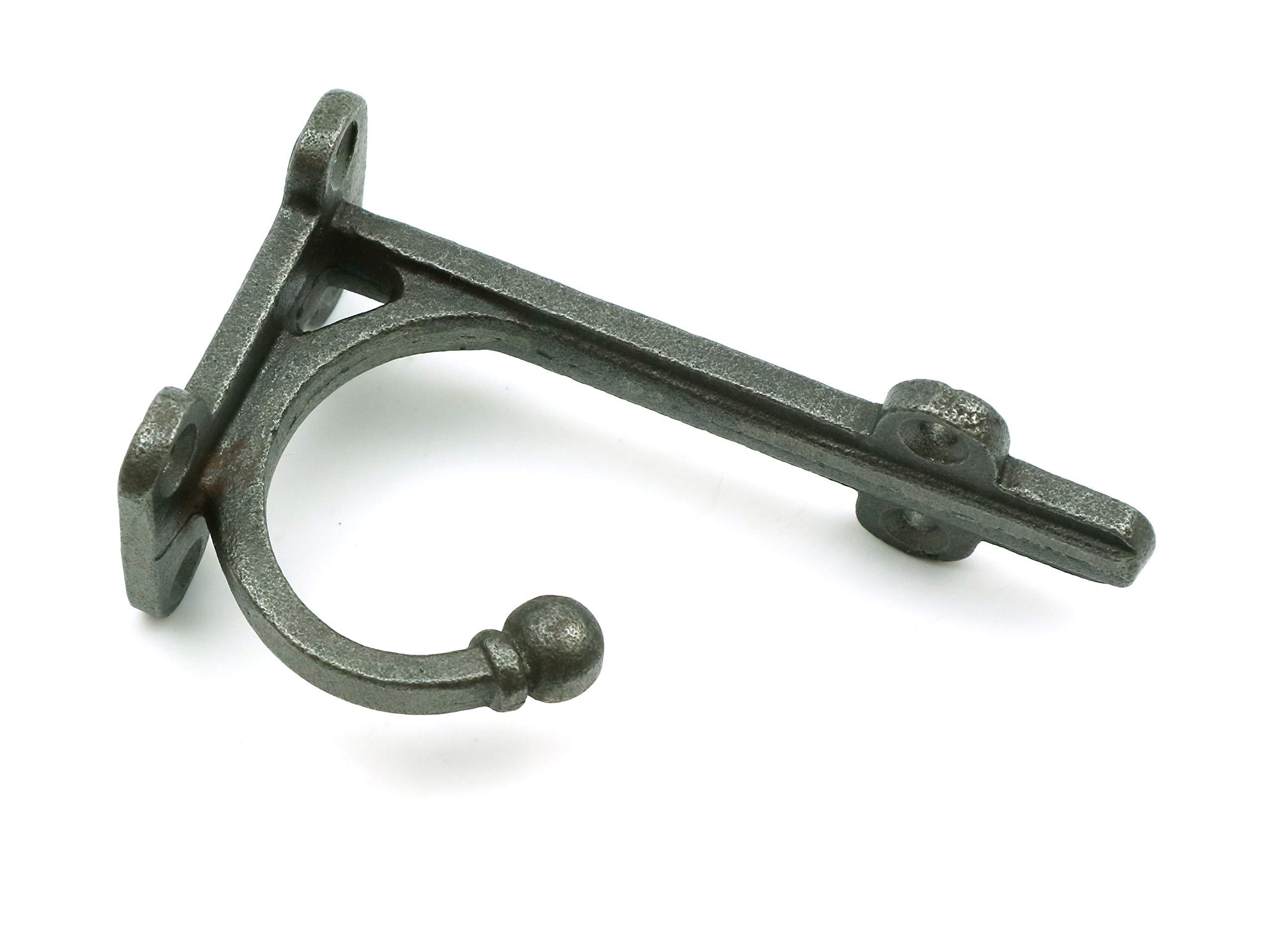 Oakcrafts Pair of Small Shelf Brackets with Hook TRANBY Antique Iron 4.0" x 2.25" / 100mm x 60mm