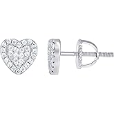 Sterling Silver Or Yellow-Tone Womens Cubic-Zirconia Heart Stud Earrings