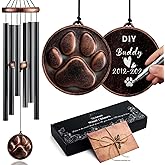 Gabzart Dog Memorial Gifts for Loss of Dog, 34" Pet Memorial Wind Chimes, Pet Loss Passing Away Remembrance Sympathy Bereavement Gift, DogPaw Vintage Wind Chimes for Outside
