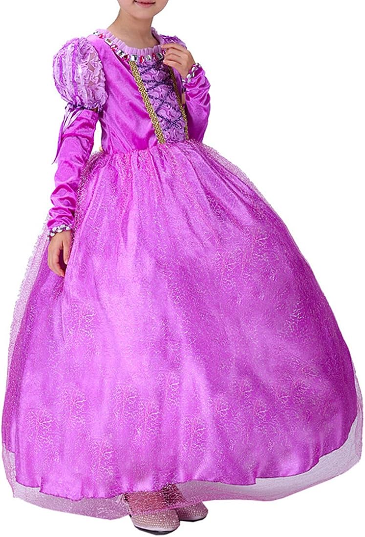 Amazon Co Jp ラプンツェル ドレス 子供用 塔の上のラプンツェル パープル プリンセス ドレス 服 ファッション小物