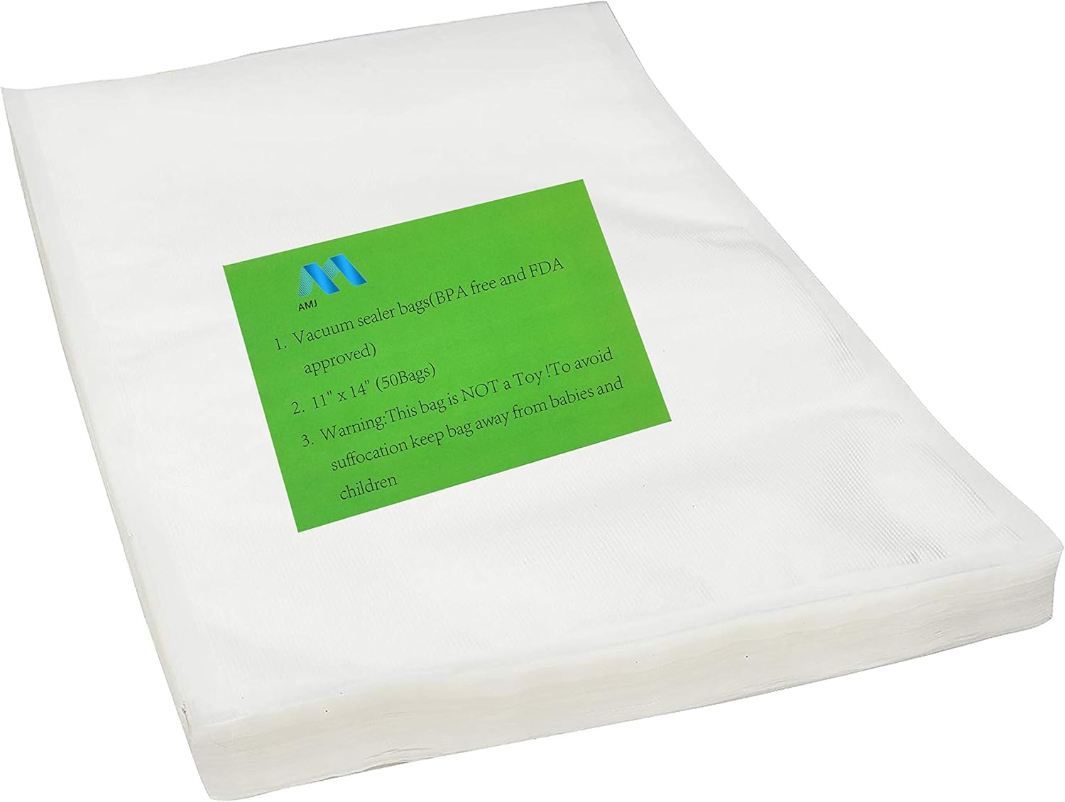 AMJ Vacuum Sealer Bags - Size 11x14(50Bags) Inch for Food Saver & Seal a Meal Vac Sealers, BPA Free, Heavy Duty Commercial Grade