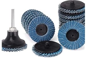 KEEYWOLT 25 Pcs 2 Inch Roloc Flap Discs for Wood Stone Steel Surface Polishing 2 Pcs 1/4 Inch Shank Quick Change Disc Pad Holder Included
