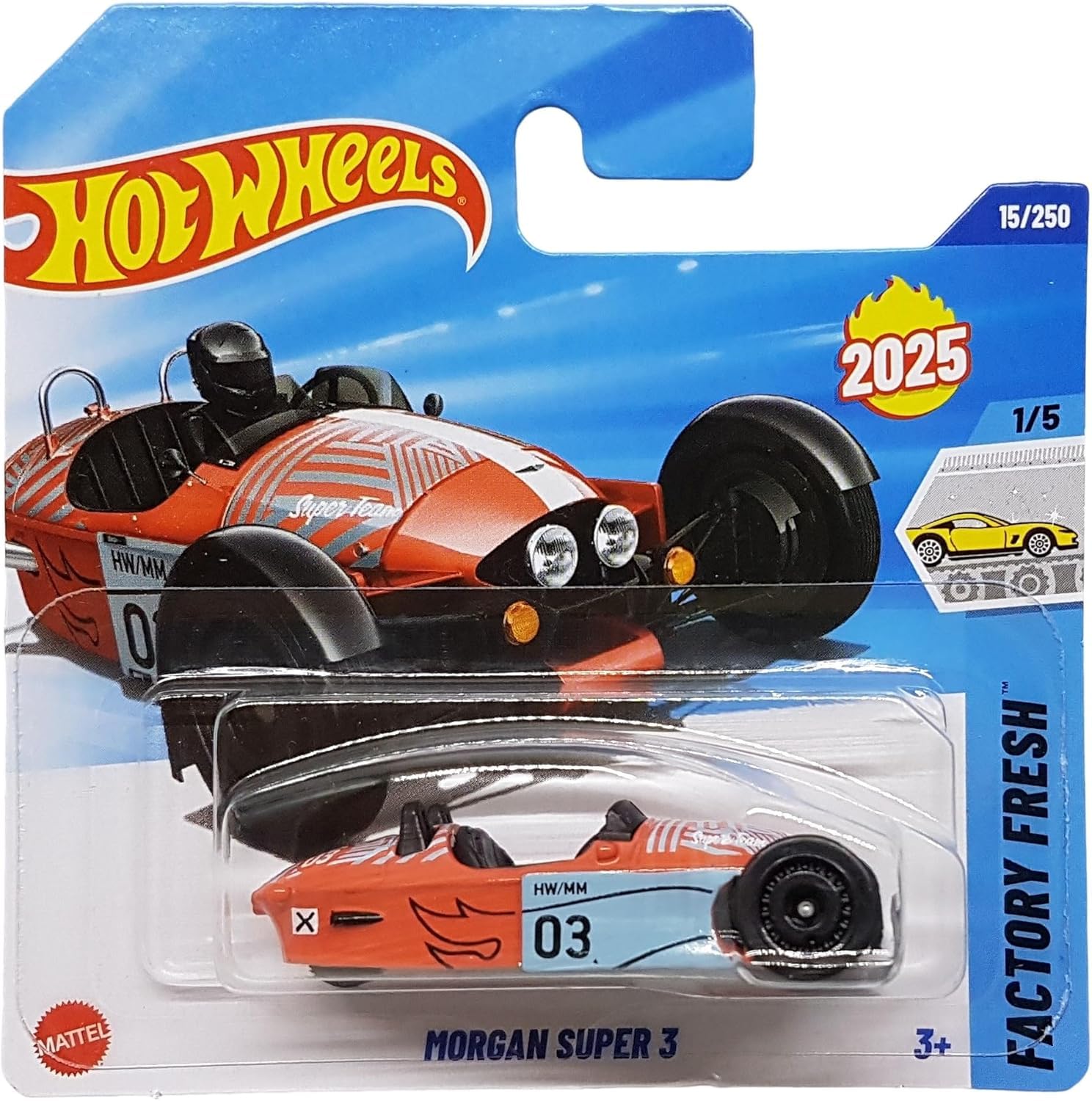 Hot Wheels - Morgan Super 3 - Factory Fresh 1/5 - HYX48 - Short Card - Orange - Mattel 2025-1:64