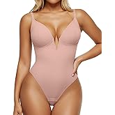 Popilush Shapewear Bodysuits for Women - Tummy Control Body Suits for Womens Deep V Corset Tops Thong Concert Outfits