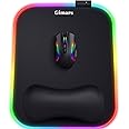 Gimars RGB Mouse Pad with Wrist Rest Support,12 x 10 inch Extra Large Ergonomic Gaming Mouse Pad with 10 LED Lighting Modes, Non-Slip Rubber Base, Lycra Fabric for Laptop, Computer, PC Gaming & Office