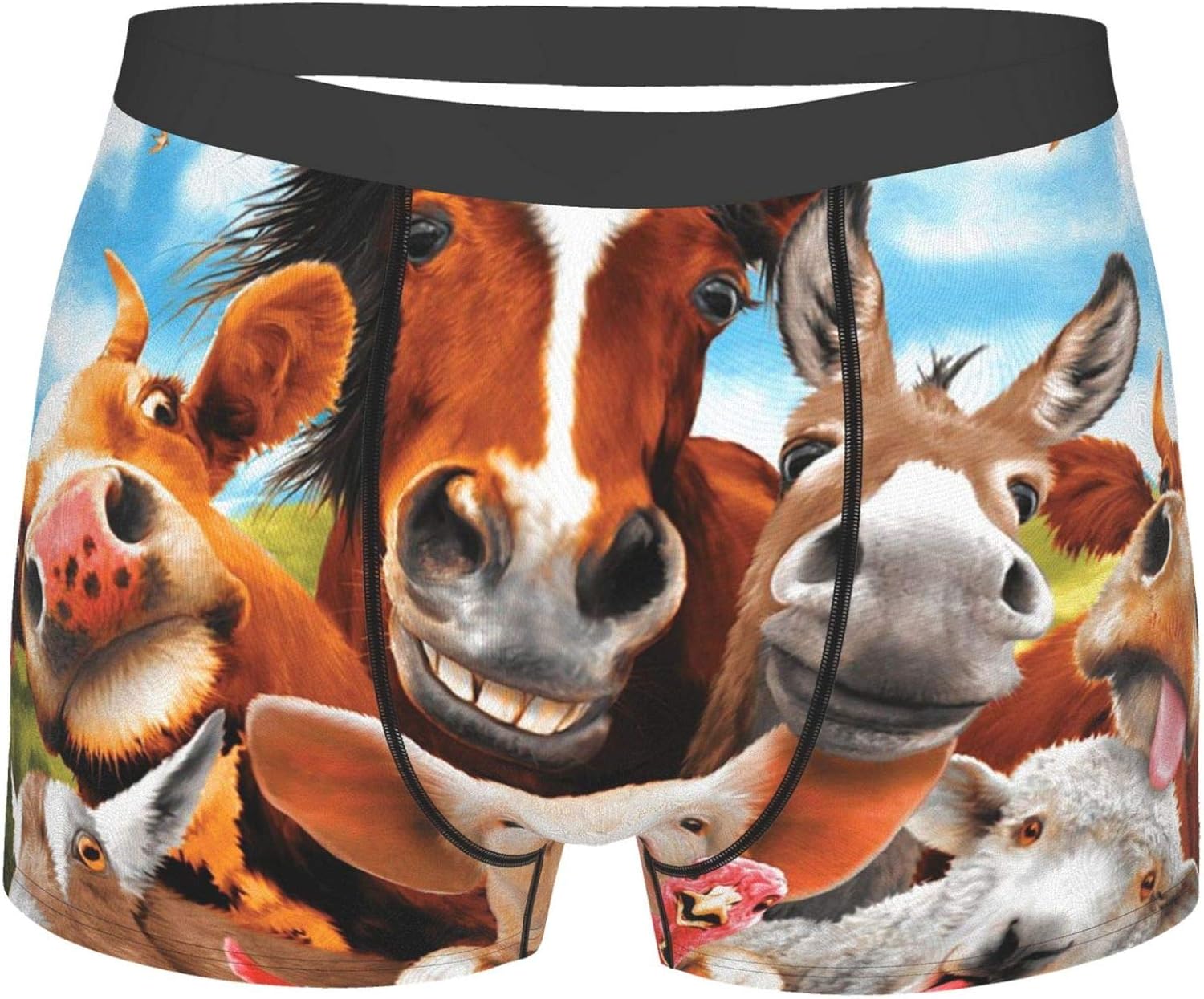 Farm Animals Men's Underwear Boxer Briefs No RideUp Briefs Shorts S