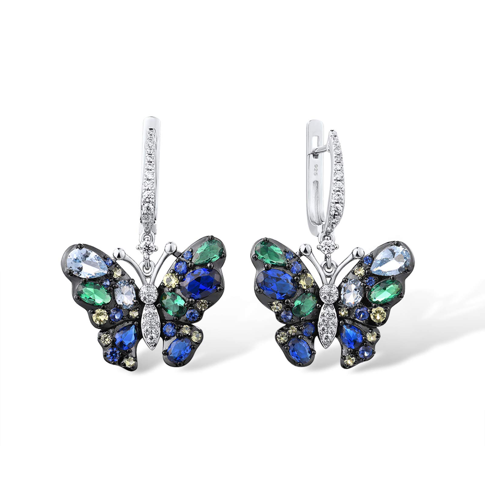 Santuzza Blue Butterfly Dangle Earrings 925 Sterling Silver Fashion Jewelry for Women