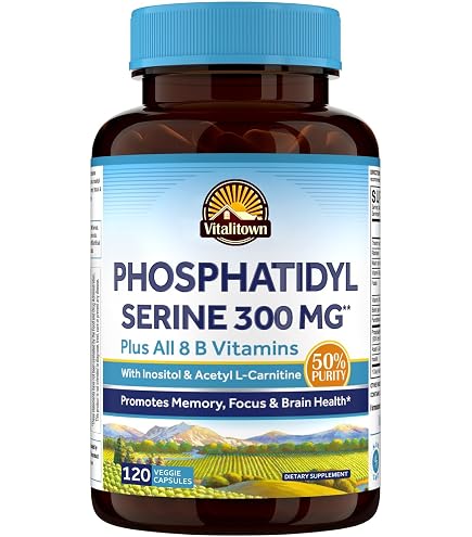 phosphatidylserine and acetyl l carnitine Amazon.com: Vitalitown Phosphatidylserine 300mg, Inositol, Acetyl L- Carnitine, Vitamin B Complex with Biotin, B12, B1, B2, Niacin, B5, B6,  Folate, Brain Supplements for Memory and Focus, 120 Vegan Capsules : Health  & Household