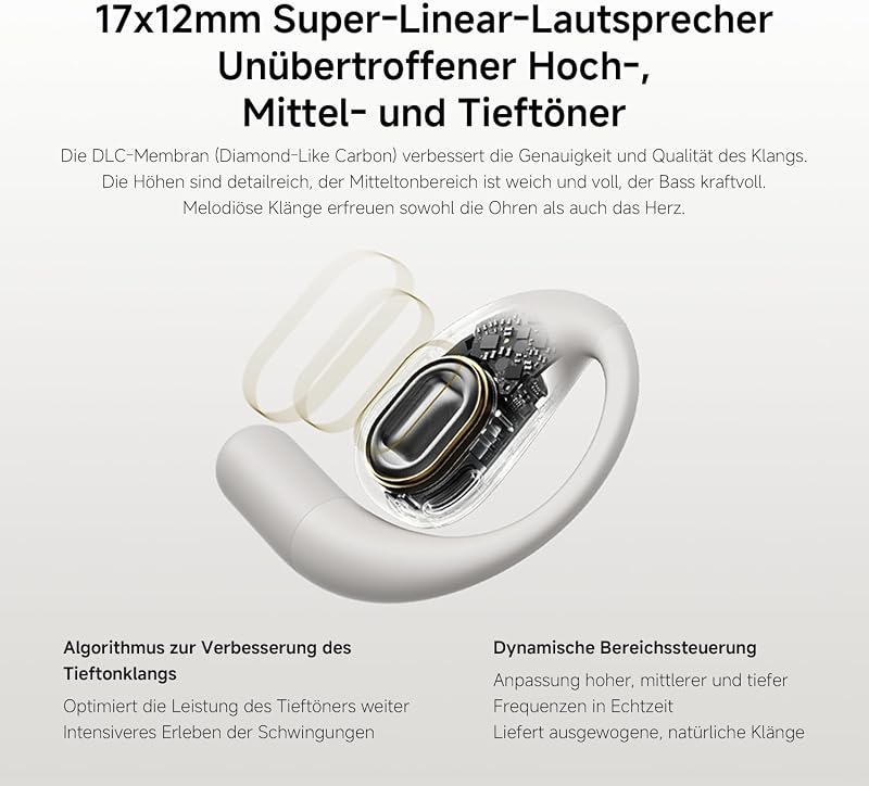 OpenWear Stereo - Leichter Bluetooth Open Ear Kopfhörer für den ganzen Tag mit 7.5 + 38.5 Stunden Akkulaufzeit, Hi-Res Audio, Dynamischer Treiber, KI-Rauschunterdrückung, Cosmic Gray