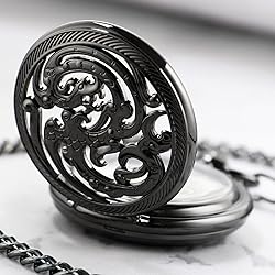 Whodoit Black Screw Design Mechanical Pocket Watch