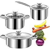 SHEUMNT Stainless Steel pots and Pans Set, 6 Piece Nonstick Kitchen Induction Cookware Set,Works with Induction/Electric and 