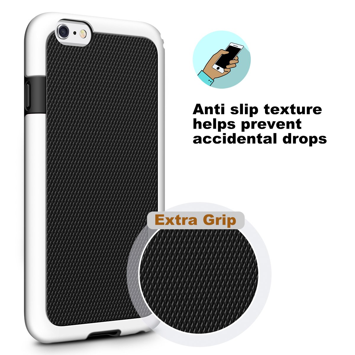 iPhone 6 Case LoHi Rubber Silicone Rugged Heavy Duty Protection Hybrid Cover Shock-Absorption Anti-Scratch Stylish Bumper Case for iPhone 6/6S (Black)