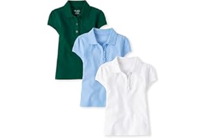 The Children's Place Girls' Short Sleeve Ruffle Pique Polo, 3 Pack
