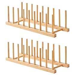 Worthyeah Bamboo Dish Drying Rack-2 PCS Pot Lid