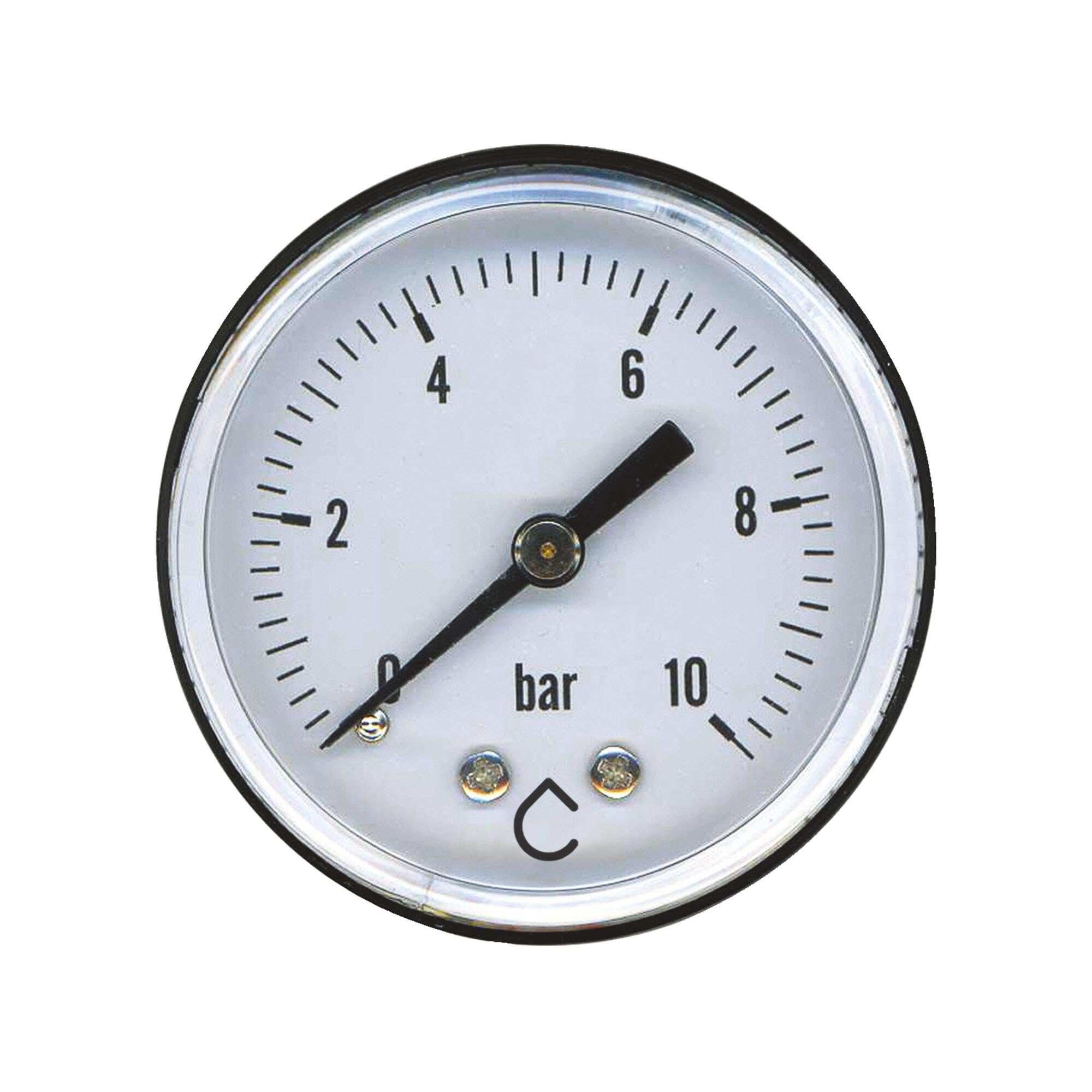 SOMATHERM for You, Manometer 8/13 Male 10 bar - Axial Connection - Accuracy 1.6 - Measurement 0 to 10 bar - Shockproof ABS housing - Dial Ø60mm - Non-Corrosive Fluid - Plexiglas