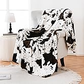Bnuitland Cow Printed Fleece Flannel Throw Blanket, 300 GSM Double Sided Fuzzy Fluffy Blanket for Bed Sofa Couch Travel, Super Soft Lightweight for Adults and Kids, 50×60 inch