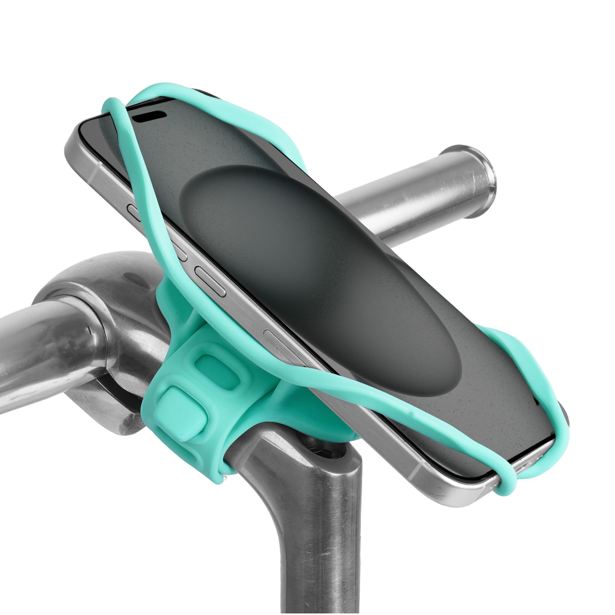 BONE Bike Tie 5 Pro Bike Phone Mount Bicycle Phone Holder for Stem Mounting 4.7"-7.2" iPhone 15/Pro/Pro Max, Ultra Light Phone Mount for Bike Motorcycle, Designed for Road Bicycle - Turquoise