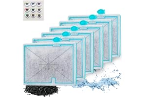 Jiaxix 6 Packs Small Aquarium Filters Cartridges for E Internal Power Filter Size 10 and 1/2.5/5 Gallon Mini-Bow Aquarium Filters with Free Sticker