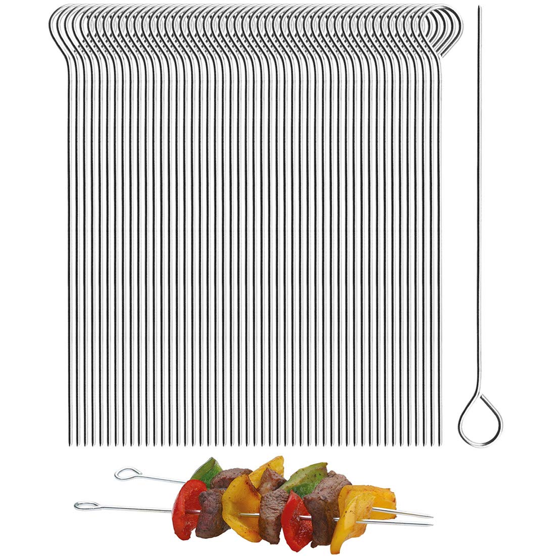 5.9 Inch Stainless Steel Skewer Grilling Shish Kebob,Cocktail Sticks,Reusable Lacer Turkey 50pcs