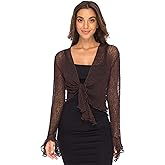 Back From Bali Womens Sheer Shrug Bolero Long Sleeves Cropped Cardigan Lite Bell Sleeves