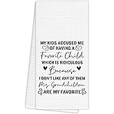 EGBTL Funny Grandparents Kitchen Towels, Father's Mother's Day Gifts for Grandpa Grandma Dishcloths Dish Towel for Kitchen, Grandma Grandpa Gifts from Grandkids Hand Towels for Bathroom 16x24 Inches
