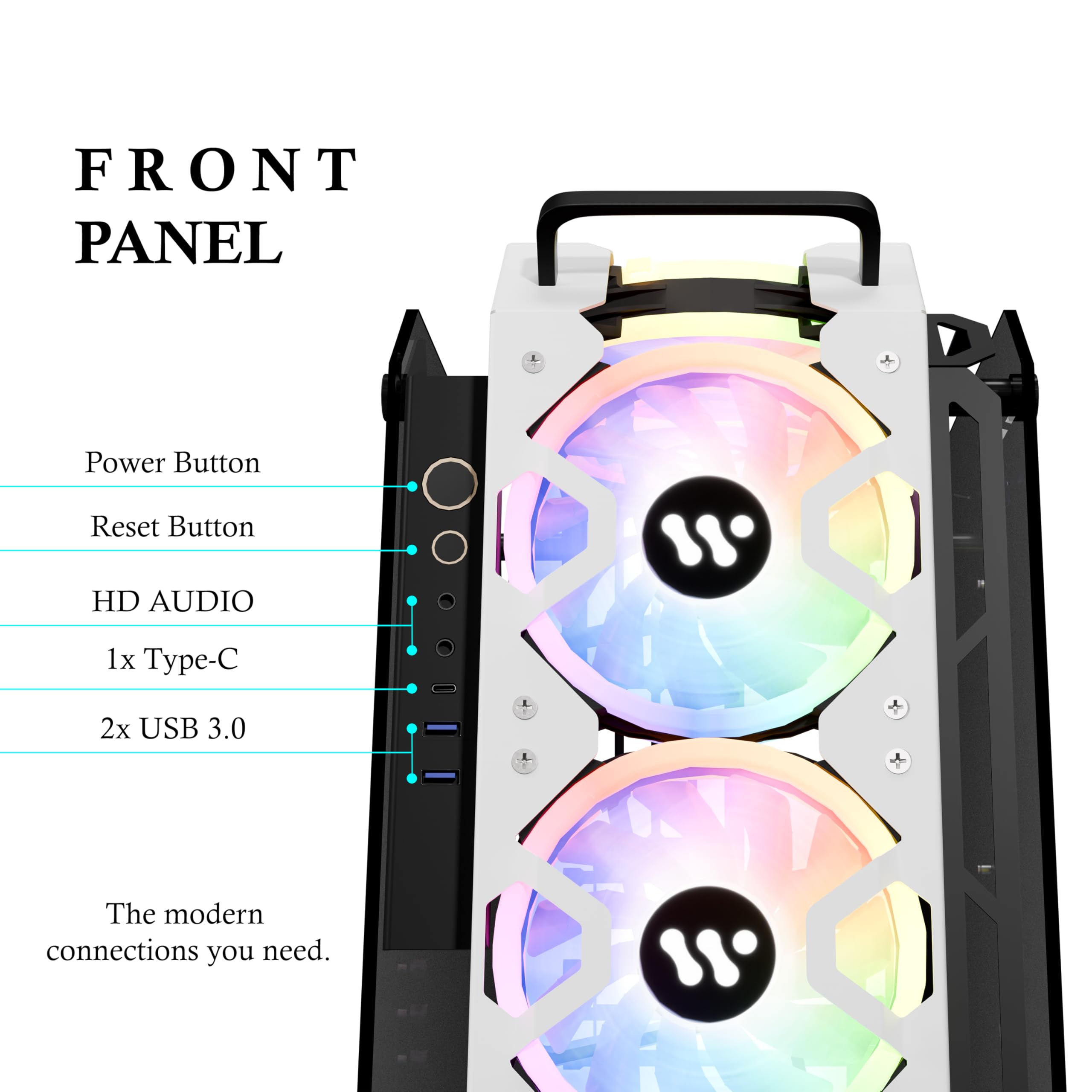 KEDIERS PC Case - ATX Tower Tempered Glass Gaming Computer Open Frame Case with 7 RGB Fans