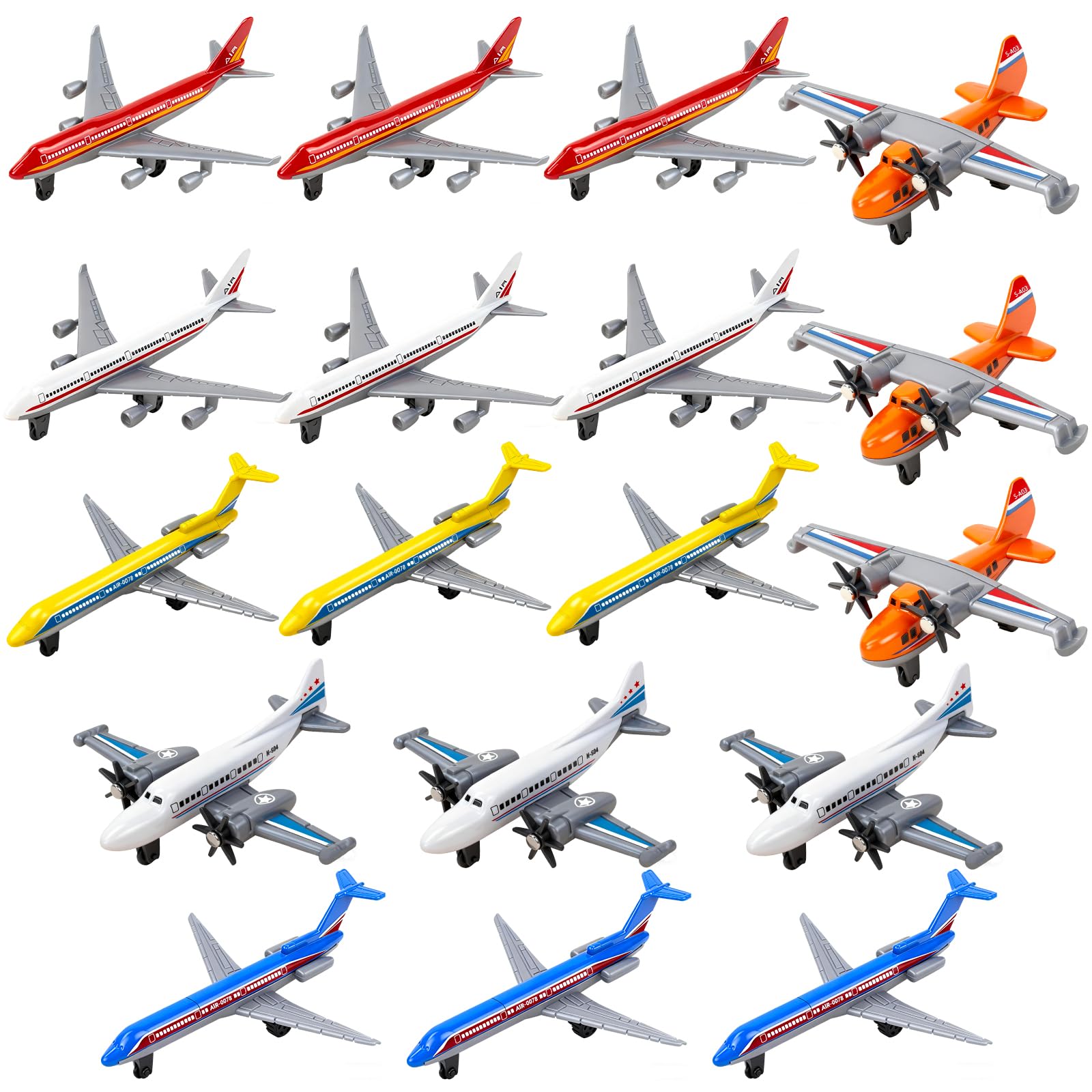 18 Pack Planes Toys, Alloy Aeroplane Toy Bulk Party Bag Fillers for 3 4 5 6 Years Boys Girls, Models Aircraft Airplanes Glider Plane for Kids Birthday Gifts Cake Toppers Party Favors Classroom Prizes
