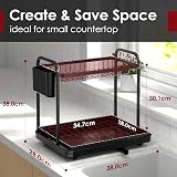 Kitsure Dish Drainer Rack 2-Tier Stainless Steel Space Saving Black view 3