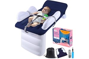 FOVERN1 Inflatable Toddler Airplane Mattress, Blow Up Kids Travel Bed, Airplane Seat Extender, Inflatable Baby Mattress with Sides, Safety Belt, Manual Pump and Bag