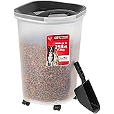 IRIS USA Dog Food Storage Container, Up to 25 lbs, Black, Made in USA | Includes 2-Cup Scoop &amp; Wheels, Airtight Seal, BPA-Free, Bird Seed, Cat food, Chicken Feed, Treats, Keeps Kibble Fresh