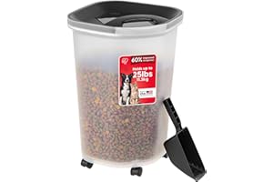 IRIS POWER TOOL CASE パワー ツール ケース IRIS USA Pet Food Storage Container 25 lbs, Premium 60% Improved Airtight Seal with Air Valve, 2 Cup Scoop, Removable Wheels, Easy to Open - Made in the USA, Black